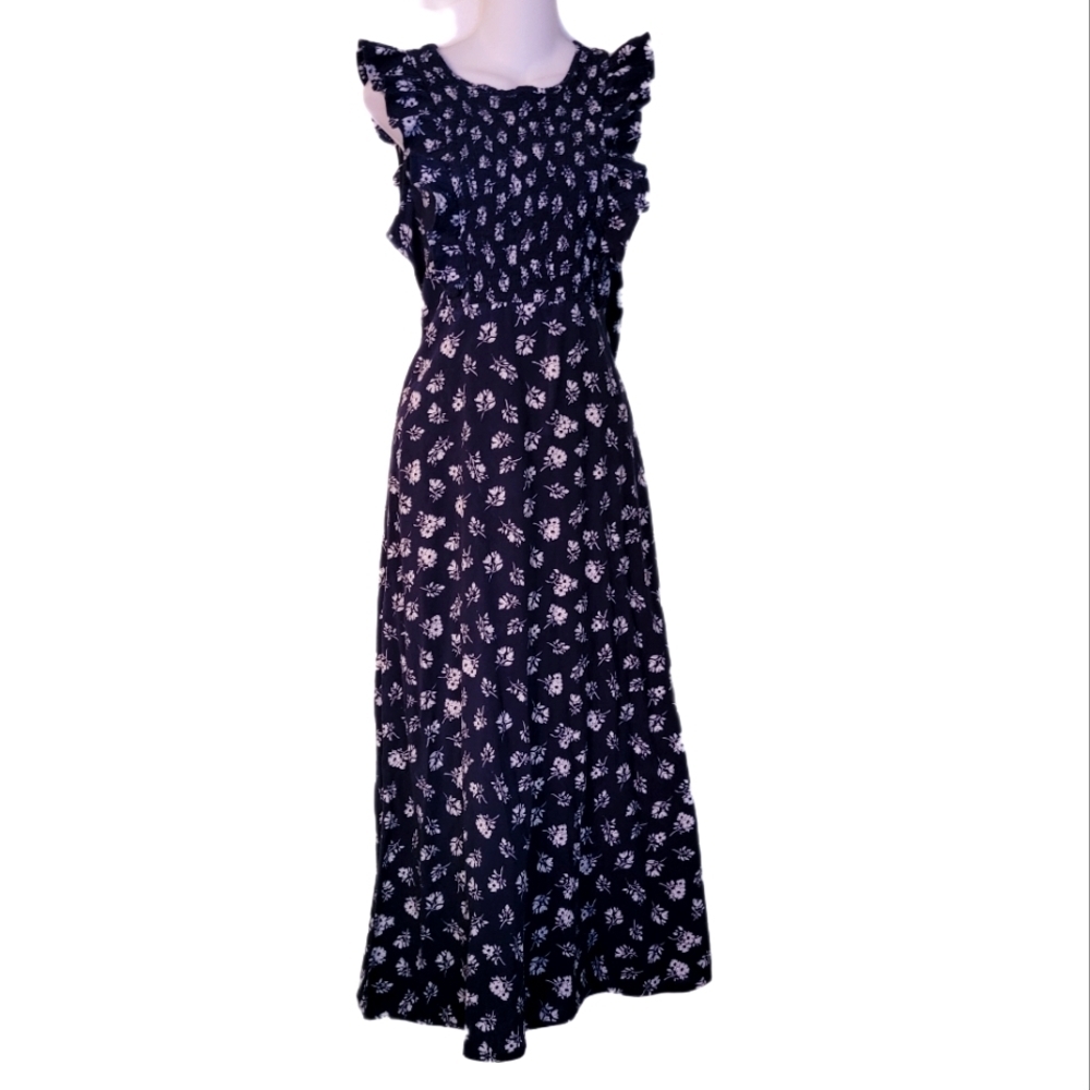 St. John's Bay Blue and White Floral Maxi Dress Sise M